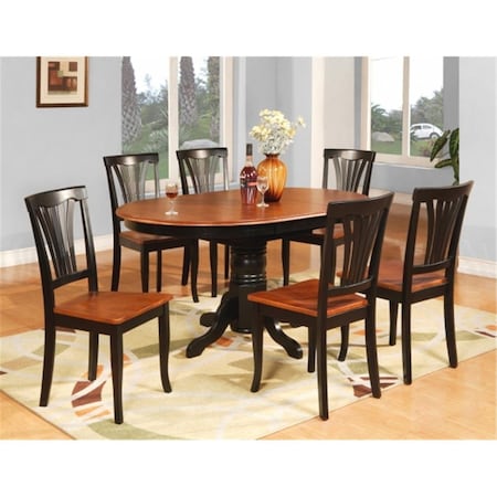 Latestluxury AV7-BLK-W 7PC Avon Dining Table and 6 Wood Seat Chairs in Black and Cherry Finish LA143148